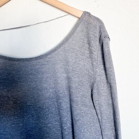 Free People Tunic Top Small Lightweight Waffle Long Sleeve Low Back Gray - Picture 12 of 12